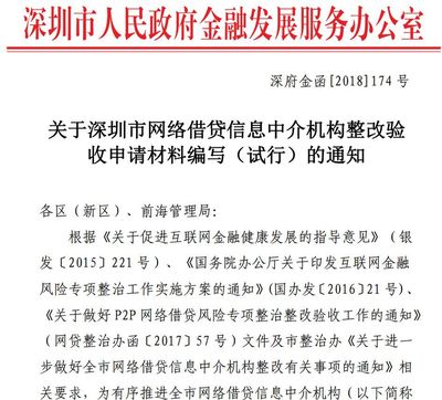 重磅！深圳市除夕前夜發(fā)布網(wǎng)貸整改驗(yàn)收申請(qǐng)材料通知 規(guī)范網(wǎng)貸行業(yè)，確保穩(wěn)健發(fā)展